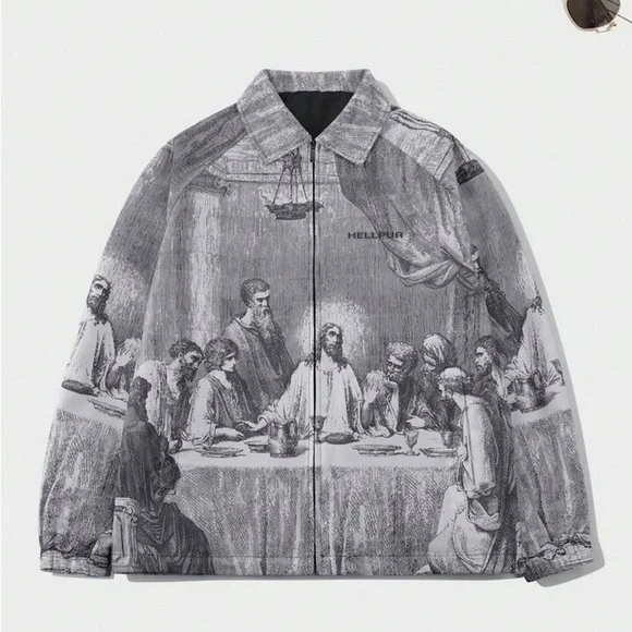 Men’s Last Supper Streetwear Zip Up Jacket - Picture 1 of 4